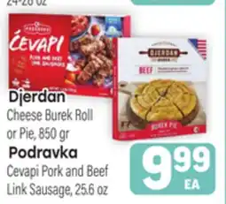 Tony’s Fresh Market Djerdan Cheese Burek Roll or Pie, 850 gr Podravka Cevapi Pork and Beef Link Sausage, 25.6 oz offer