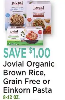 Heinen's Jovial Organic Brown Rice, Grain Free or Einkorn Pasta offer