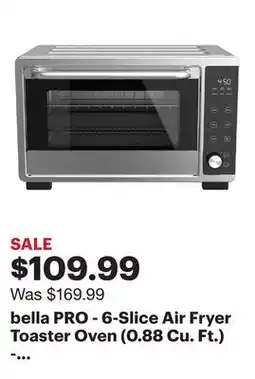 Best Buy bella PRO - 6-Slice Air Fryer Toaster Oven (0.88 Cu. Ft.) - Stainless Steel offer