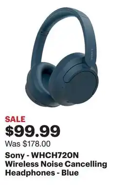 Best Buy Sony - WHCH720N Wireless Noise Cancelling Headphones - Blue offer