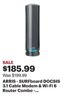 Best Buy ARRIS - SURFboard DOCSIS 3.1 Cable Modem & Wi-Fi 6 Router Combo - Black offer