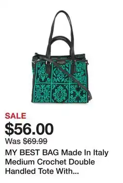 Marshalls MY BEST BAG Made In Italy Medium Crochet Double Handled Tote With Leather Trim offer