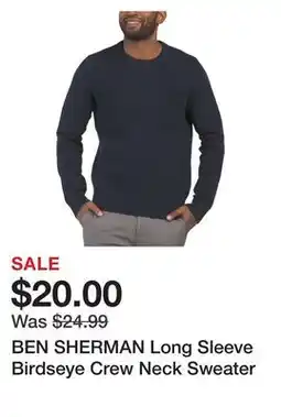 Marshalls BEN SHERMAN Long Sleeve Birdseye Crew Neck Sweater offer