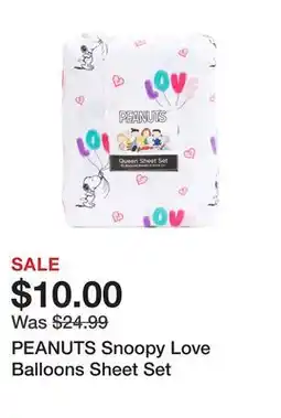 Marshalls PEANUTS Snoopy Love Balloons Sheet Set offer