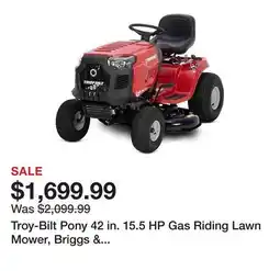 Tractor Supply Company Troy-Bilt Pony 42 in. 15.5 HP Gas Riding Lawn Mower, Briggs & Stratton Engine, CVT Transmission offer