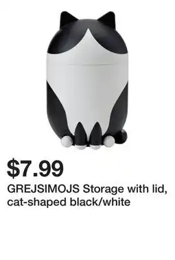 Ikea GREJSIMOJS Storage with lid, cat-shaped black/white offer
