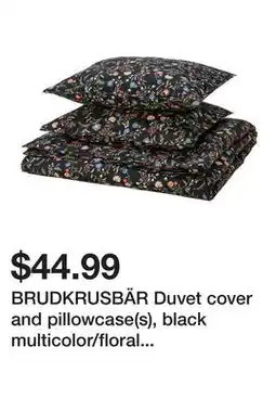 Ikea BRUDKRUSBÄR Duvet cover and pillowcase(s), black multicolor/floral pattern offer