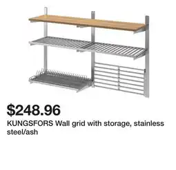 Ikea KUNGSFORS Wall grid with storage, stainless steel/ash offer