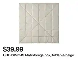 Ikea GREJSIMOJS Mat/storage box, foldable/beige offer