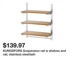Ikea KUNGSFORS Suspension rail w shelves and rail, stainless steel/ash offer
