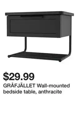 Ikea GRÅFJÄLLET Wall-mounted bedside table, anthracite offer