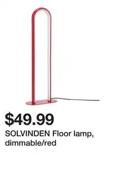 Ikea SOLVINDEN Floor lamp, dimmable/red offer