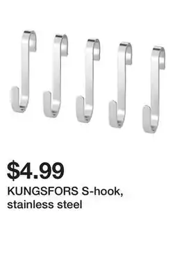 Ikea KUNGSFORS S-hook, stainless steel offer