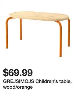 Ikea GREJSIMOJS Children's table, wood/orange offer