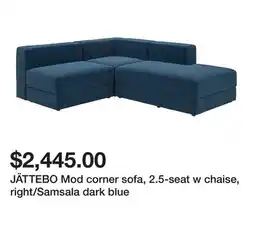 Ikea JÄTTEBO Mod corner sofa, 2.5-seat w chaise, right/Samsala dark blue offer