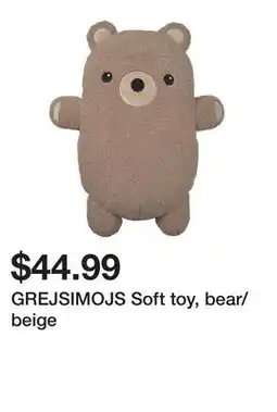Ikea GREJSIMOJS Soft toy, bear/beige offer