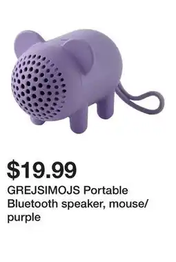 Ikea GREJSIMOJS Portable Bluetooth speaker, mouse/purple offer