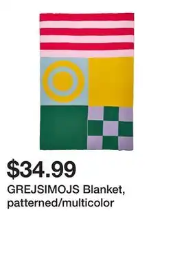 Ikea GREJSIMOJS Blanket, patterned/multicolor offer