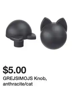 Ikea GREJSIMOJS Knob, anthracite/cat offer