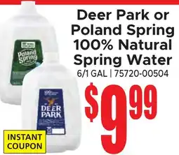 Jetro Deer Park or Poland Spring 100% Natural Spring Water offer