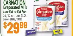 Jetro CARNACTION Evaporated Milk Low Fat or Fat Free offer