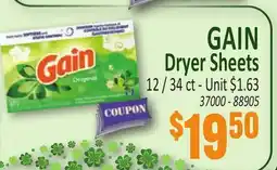 Jetro GAIN Dryer Sheets offer