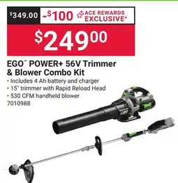Ace Hardware EGO POWER + 56V Trimmer & Blower Combo Kit offer