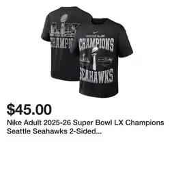Dick's Sporting Goods Nike Adult 2025-26 Super Bowl LX Champions Seattle Seahawks 2-Sided Max90 Locker Room T-Shirt offer