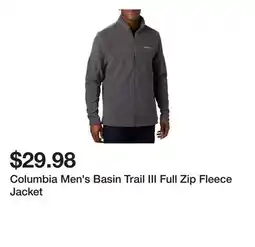 Dick's Sporting Goods Columbia Men's Basin Trail III Full Zip Fleece Jacket offer