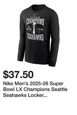 Dick's Sporting Goods Nike Men's 2025-26 Super Bowl LX Champions Seattle Seahawks Locker Room Long Sleeve Shirt offer