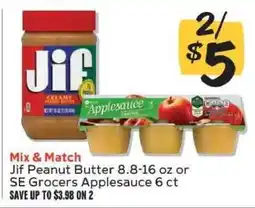 Winn Dixie Jif Peanut Butter or SE Grocers Applesauce offer