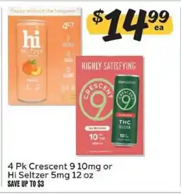 Winn Dixie 4 Pk Crescent 9 10mg or Hi Seltzer 5mg 12 oz offer