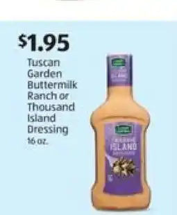 Aldi Tuscan Garden Buttermilk Ranch or Thousand Island Dressing offer