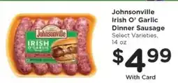 Kroger Johnsonville Irish O'Garlic Dinner Sausage offer