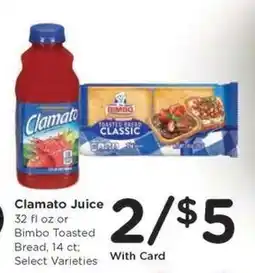 Kroger Clamato Juice or Bimbo Toasted Bread offer