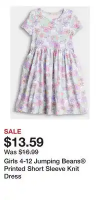 Kohl's Girls 4-12 Jumping Beans Printed Short Sleeve Knit Dress offer