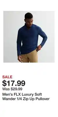 Kohl's Men's FLX Luxury Soft Wander 1/4 Zip Up Pullover offer