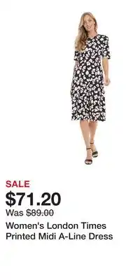 Kohl's Women's London Times Printed Midi A-Line Dress offer
