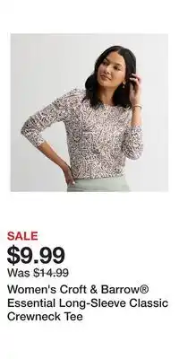 Kohl's Women's Croft & Barrow Essential Long-Sleeve Classic Crewneck Tee offer