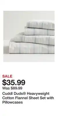 Kohl's Cuddl Duds Heavyweight Cotton Flannel Sheet Set with Pillowcases offer