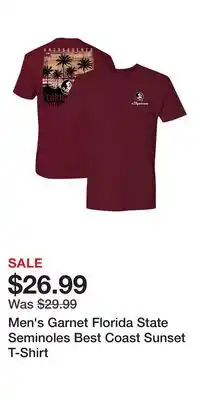 Kohl's Men's Garnet Florida State Seminoles Best Coast Sunset T-Shirt offer