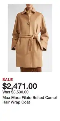 Nordstrom Max Mara Filato Belted Camel Hair Wrap Coat offer