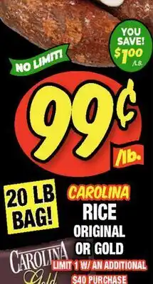 Western Beef CAROLINA RICE ORIGINAL OR GOLD offer