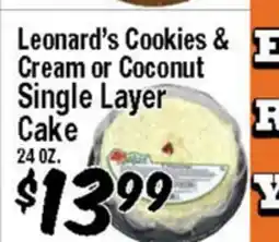 Western Beef Leonard's Cookies & Cream or Coconut Single Layer Cake offer