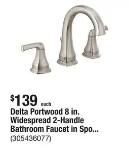 The Home Depot Delta Portwood 8 in. Widespread 2-Handle Bathroom Faucet in SpotShield Brushed Nickel offer