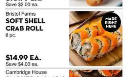 Bristol Farms Bristol Farms SOFT SHELL CRAB ROLL offer