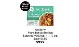 Bristol Farms rootberry Plant-Based Entrées offer