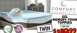 Ollie's GEL MEMORY FOAM TOPPERS offer