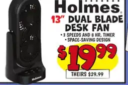 Ollie's HOLMES 13 DUAL BLADE DESK FAN offer