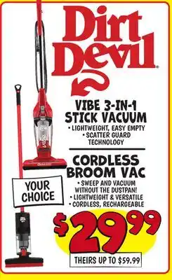 Ollie's Dirt Devil VIBE 3-IN-1 STICK VACUUM offer